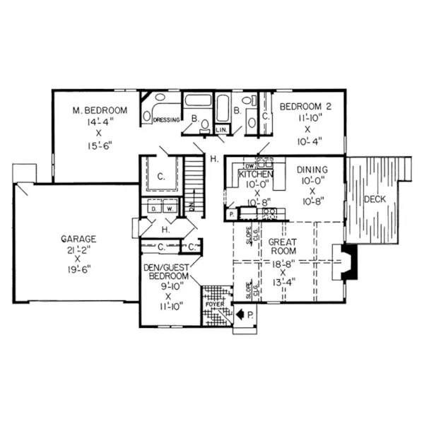 Modern House Plan First Floor - Abbotsford Country Ranch Home 038D-0237 - Search House Plans and More