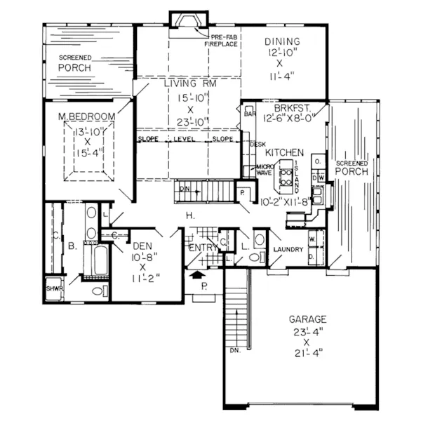 Ranch House Plan First Floor - Treelore Modern Home 038D-0238 - Shop House Plans and More