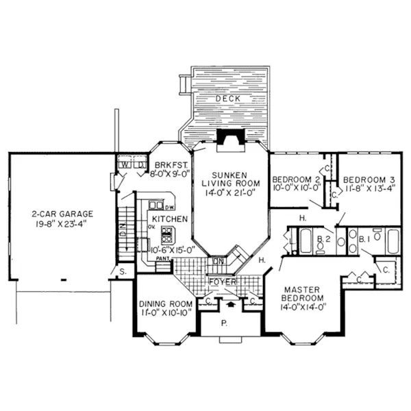 Country House Plan First Floor - Riddle Valley Ranch Home 038D-0239 - Shop House Plans and More