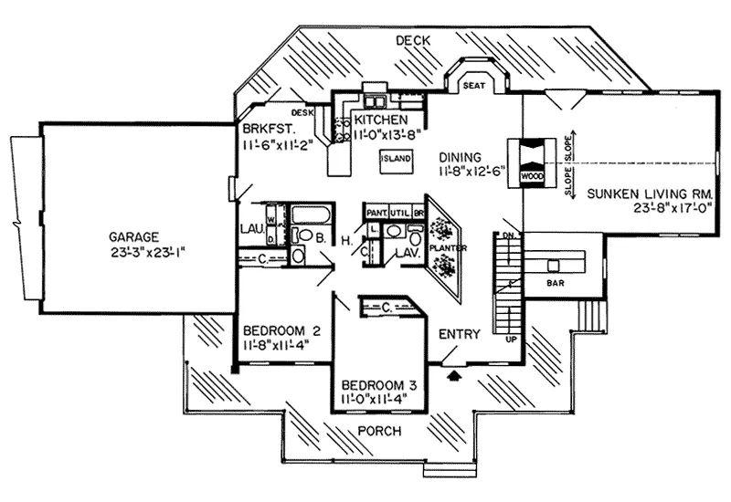 Farmhouse Plan First Floor - Greer Sprawling Mountain Home 038D-0244 - Search House Plans and More