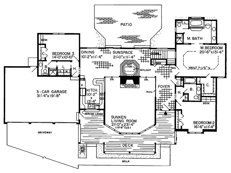 Ranch House Plan First Floor - Richland Creek Craftsman Home 038D-0248 - Shop House Plans and More