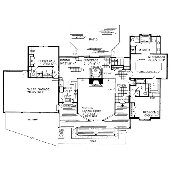 Rustic House Plan First Floor - Richland Creek Craftsman Home 038D-0248 - Shop House Plans and More