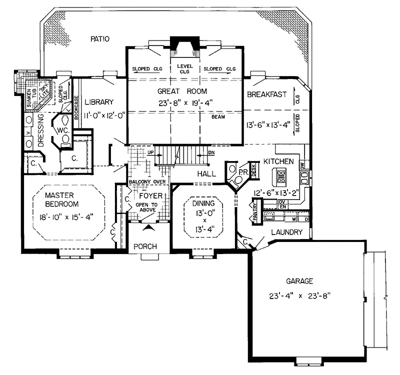 Craftsman House Plan First Floor - Richcrest Luxury Tudor Home 038D-0249 - Shop House Plans and More