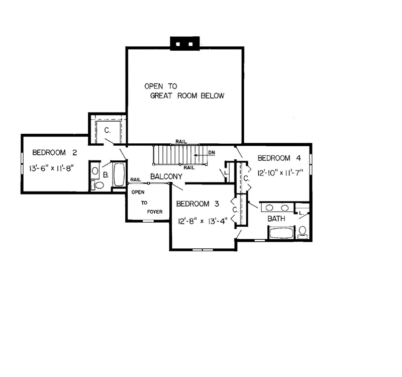 Craftsman House Plan Second Floor - Richcrest Luxury Tudor Home 038D-0249 - Shop House Plans and More
