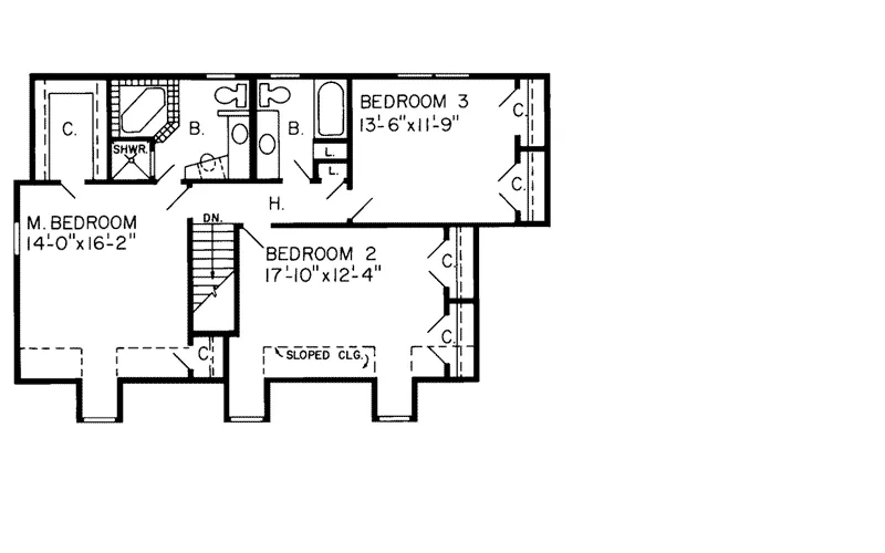 Colonial House Plan Second Floor - Mason Valley Southern Home 038D-0252 - Shop House Plans and More