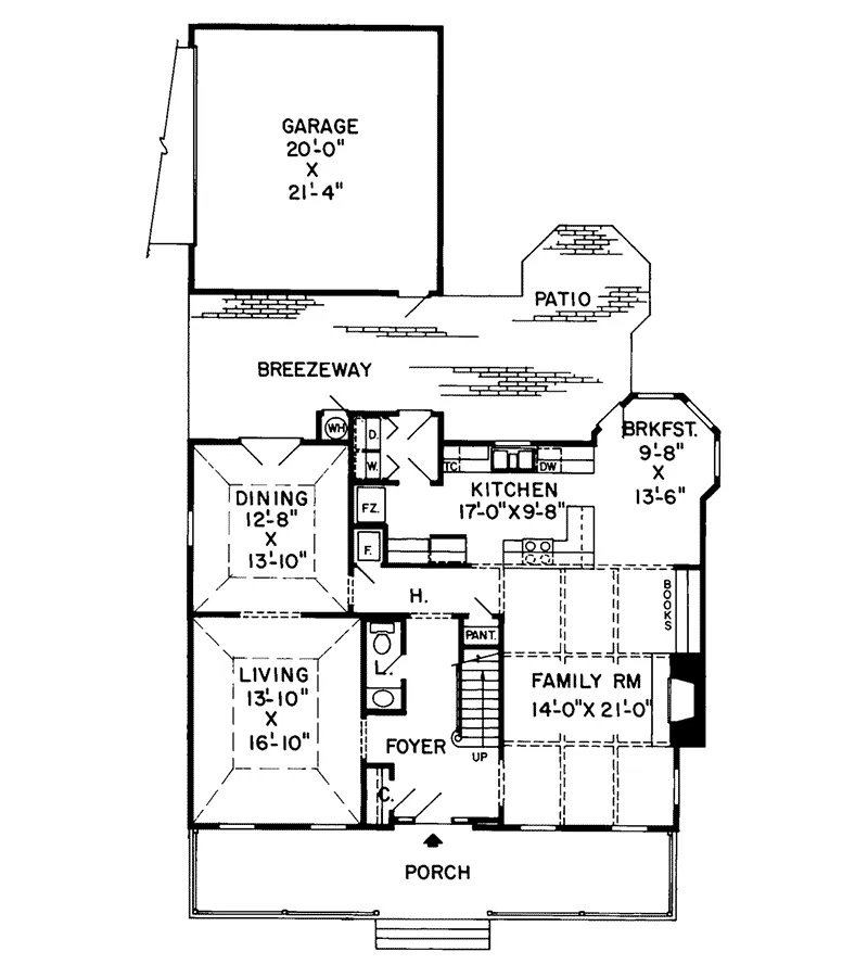 Southern House Plan First Floor - Mason Oak Colonial Home 038D-0255 - Shop House Plans and More