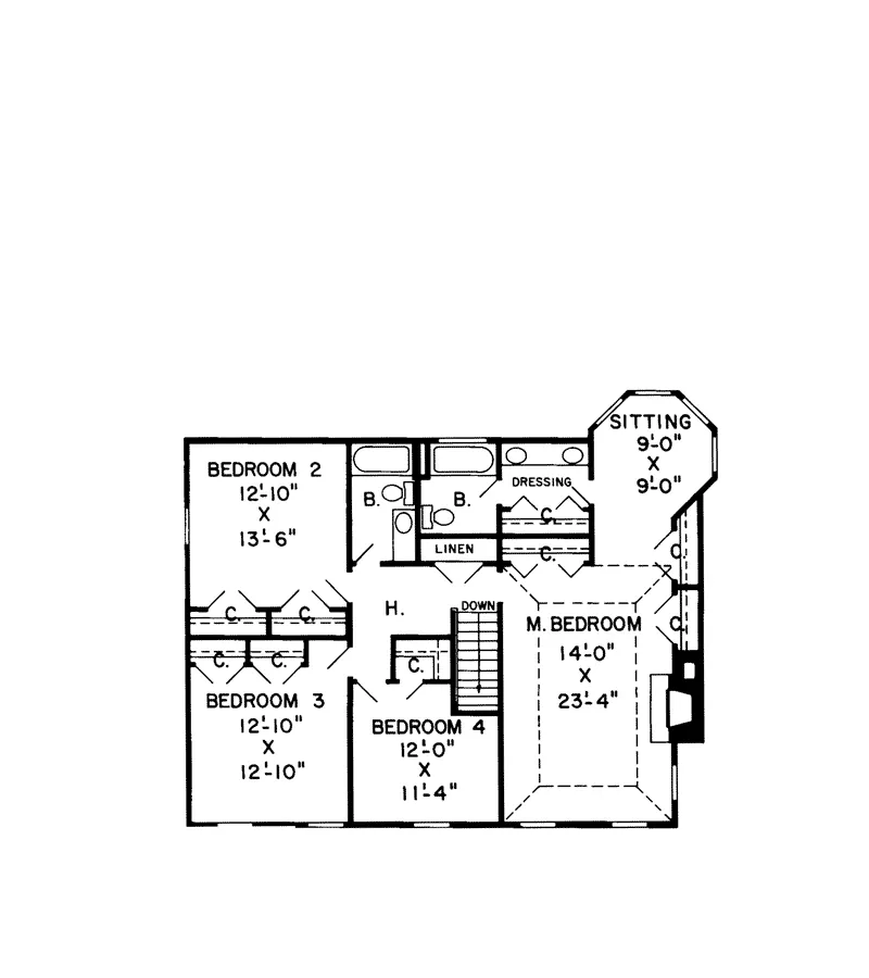 Country House Plan Second Floor - Mason Oak Colonial Home 038D-0255 - Shop House Plans and More