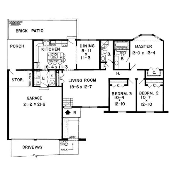 Southwestern House Plan First Floor - Pensacola Sunbelt Home 038D-0256 - Shop House Plans and More