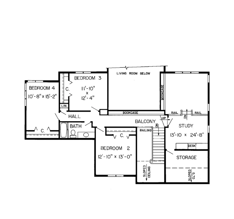 Southern House Plan Second Floor - Heron Woods Farmhouse Home 038D-0260 - Search House Plans and More