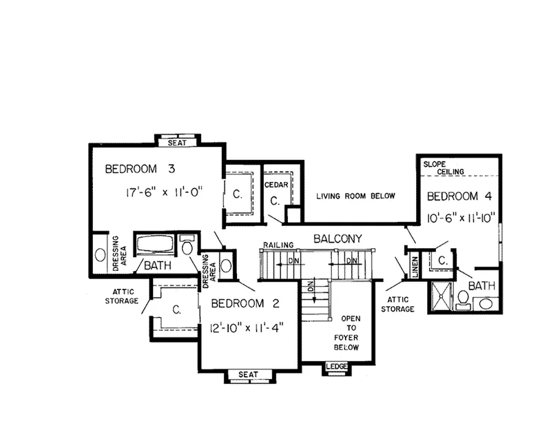 Tudor House Plan Second Floor - Marisol Tudor Style Home 038D-0261 - Shop House Plans and More