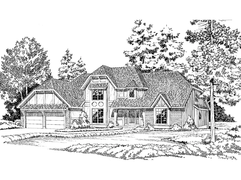 Traditional Tudor Design With Hip Roof Style