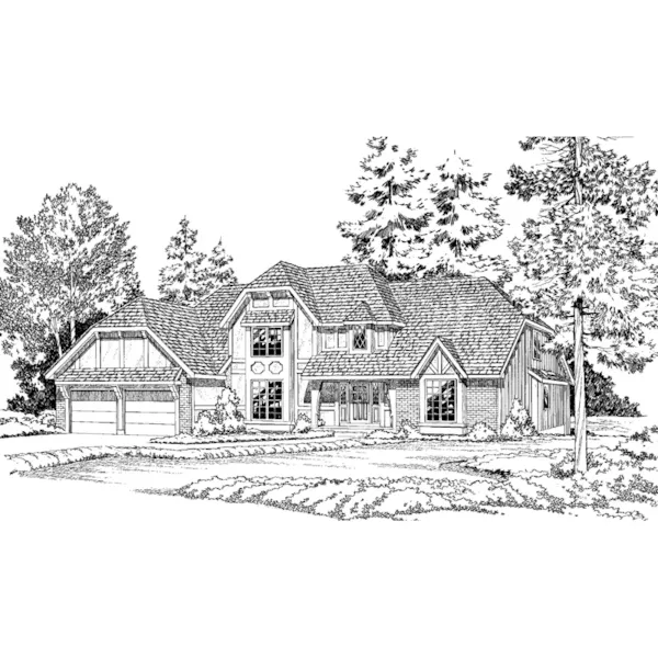 Traditional Tudor Design With Hip Roof Style