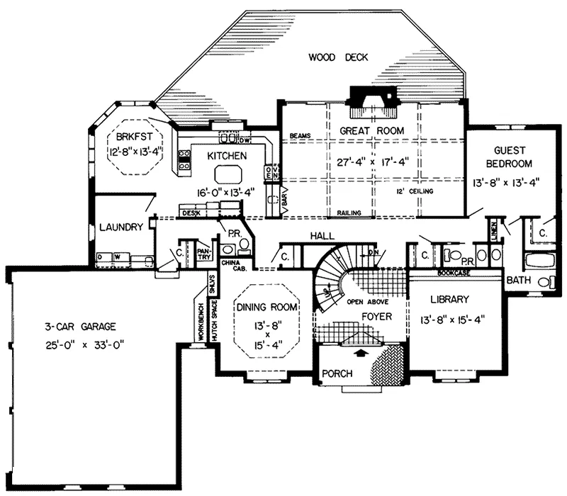 European House Plan First Floor - Westhills Park Luxury Home 038D-0263 - Shop House Plans and More