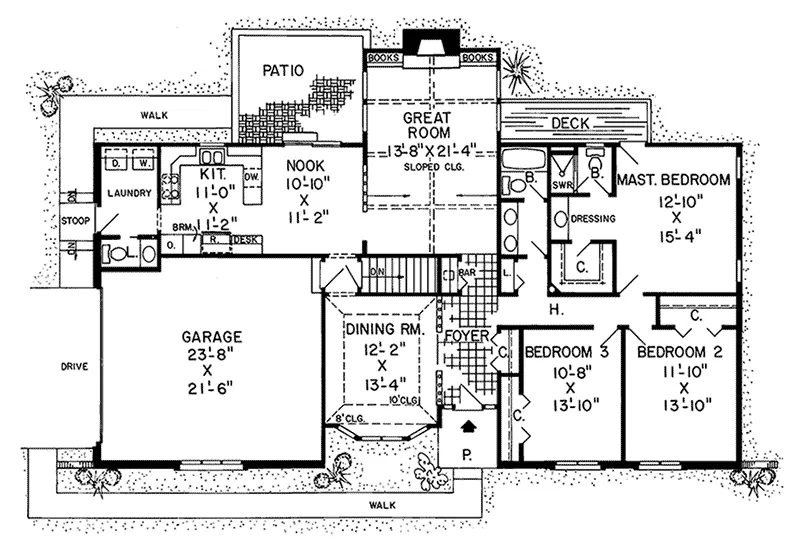 Contemporary House Plan First Floor - Alberta Way Contemporary Home 038D-0264 - Search House Plans and More