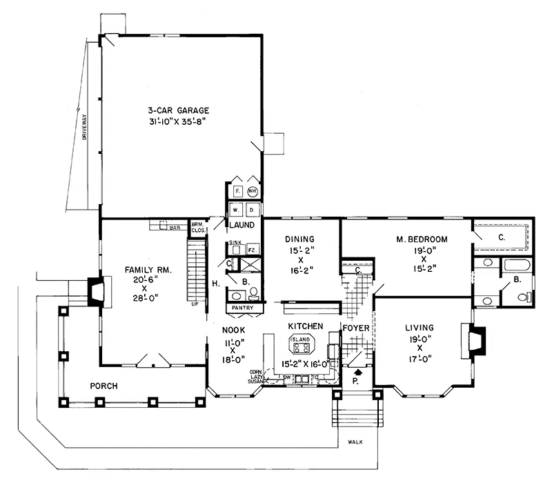 Santa Fe House Plan First Floor - Ludington Luxury Home 038D-0267 - Shop House Plans and More