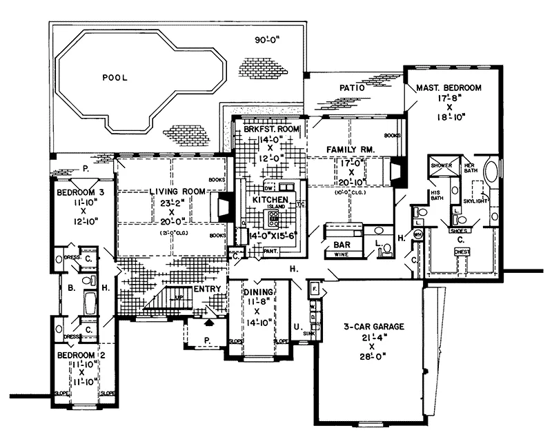 Southern House Plan First Floor - Ballas Park Luxury Home 038D-0268 - Search House Plans and More