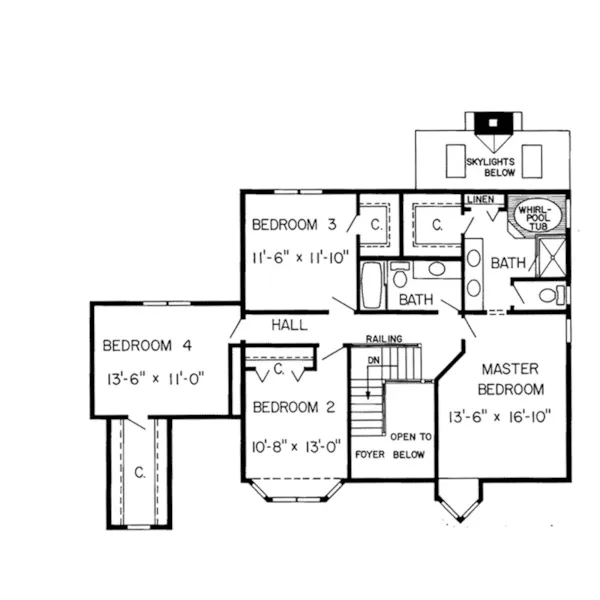 Southern House Plan Second Floor - Pia Hill French Country Home 038D-0270 - Shop House Plans and More