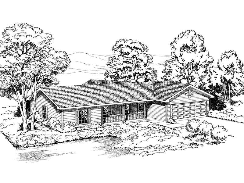 Ranch House Plan Front Image of House - Kathleen Anne Ranch Home 038D-0271 - Search House Plans and More