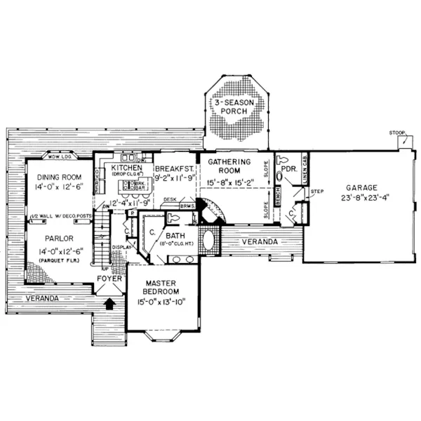 Plantation House Plan First Floor - Michelle Farm Country Home 038D-0277 - Shop House Plans and More