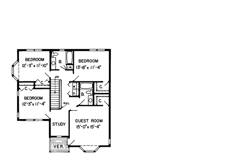 Southern House Plan Second Floor - Michelle Farm Country Home 038D-0277 - Shop House Plans and More