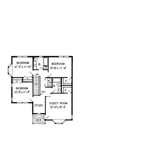 Plantation House Plan Second Floor - Michelle Farm Country Home 038D-0277 - Shop House Plans and More