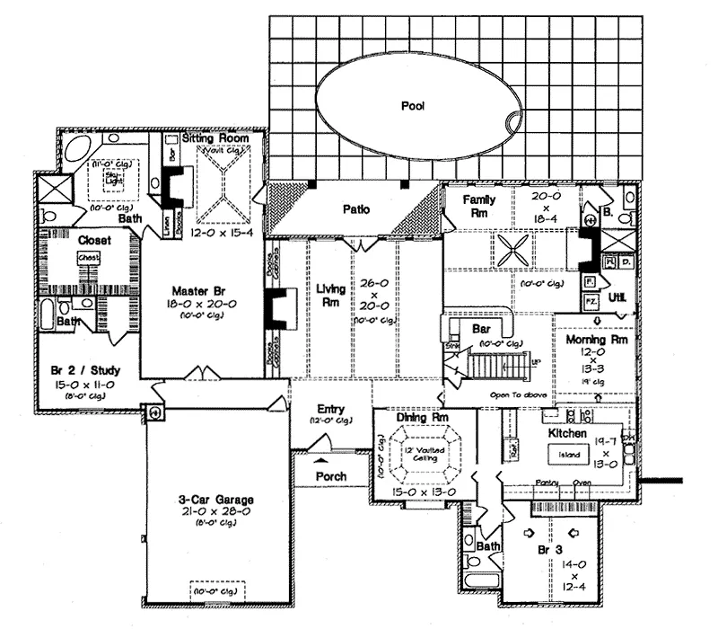 Traditional House Plan First Floor - Kenova Traditional Home 038D-0283 - Search House Plans and More
