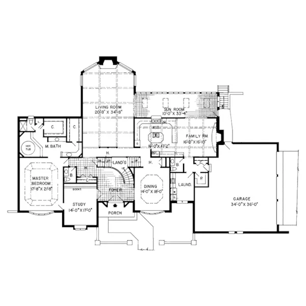 Southern House Plan First Floor - Munich European Luxury Home 038D-0286 - Shop House Plans and More