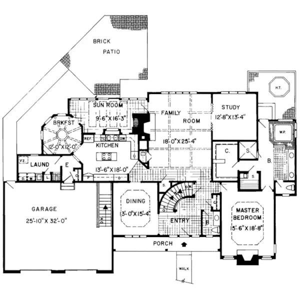 Southern House Plan First Floor - Celadon Rustic Tudor Home 038D-0287 - Search House Plans and More