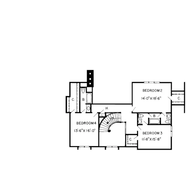 Southern House Plan Second Floor - Celadon Rustic Tudor Home 038D-0287 - Search House Plans and More