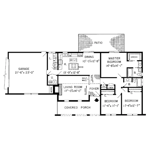 Santa Fe House Plan First Floor - Pirate Harbor Adobe Style Home 038D-0288 - Shop House Plans and More