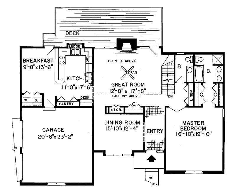 Country House Plan First Floor - Claybour Country Home 038D-0290 - Search House Plans and More