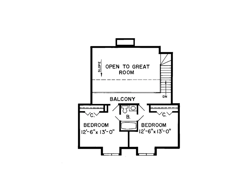 Tudor House Plan Second Floor - Claybour Country Home 038D-0290 - Search House Plans and More