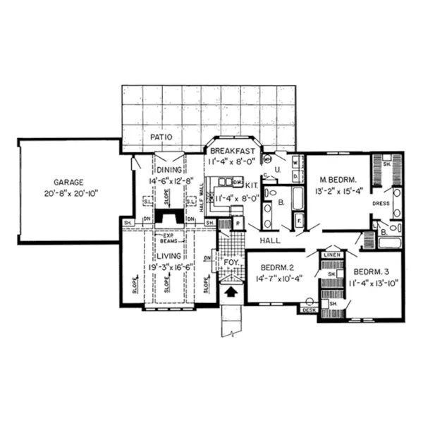 Lake House Plan First Floor - Tierra Contemporary Ranch Home 038D-0294 - Shop House Plans and More