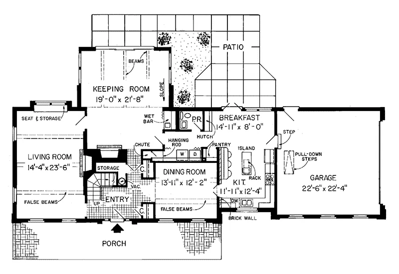Early American House Plan First Floor - Dunlap Pass Georgian Home 038D-0295 - Search House Plans and More