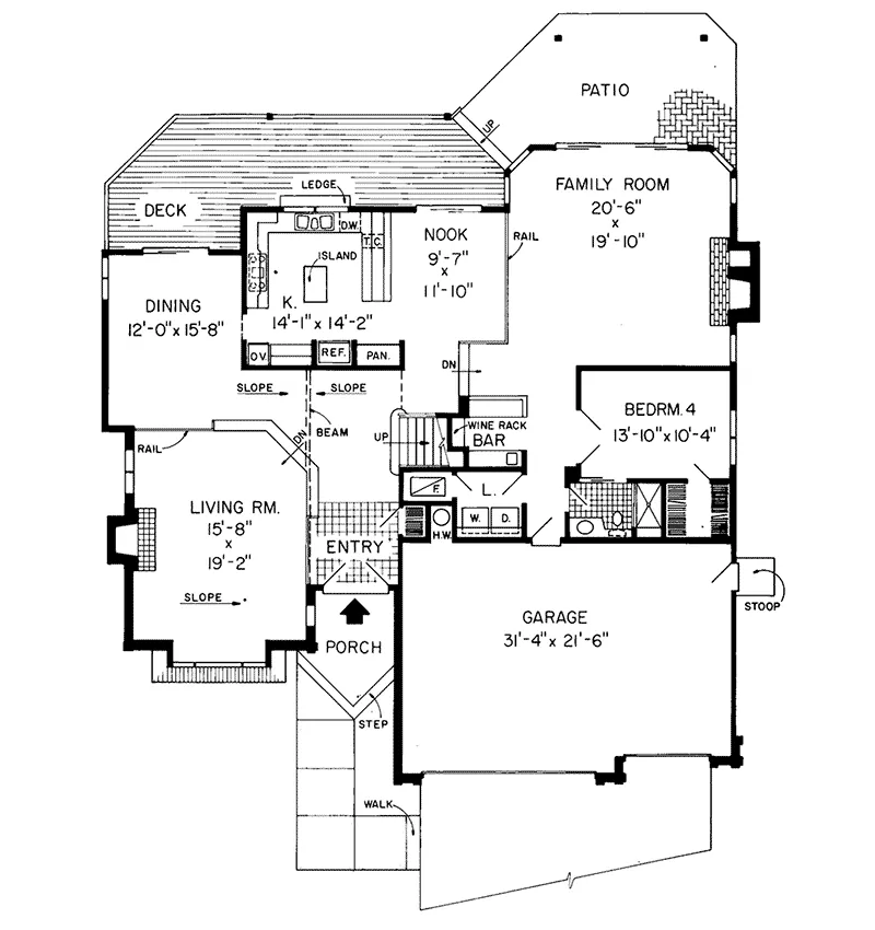 Southern House Plan First Floor - Gramercy Contemporary Home 038D-0297 - Search House Plans and More