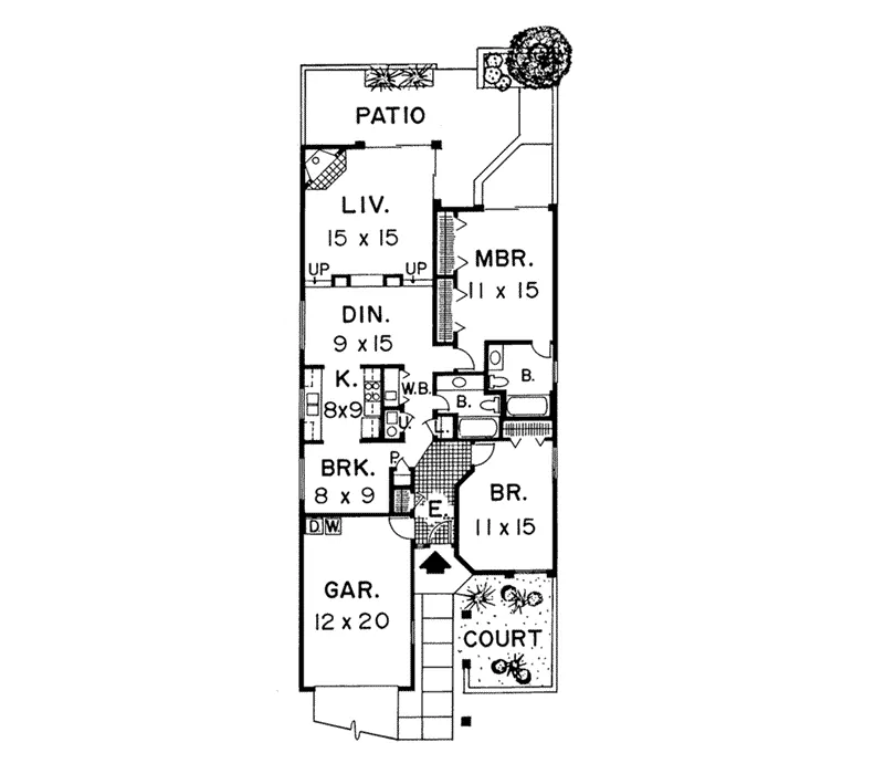 Country House Plan First Floor - Bahama Sunbelt Ranch Home 038D-0301 - Search House Plans and More