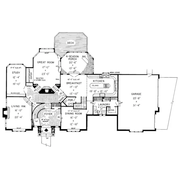 Southern House Plan First Floor - Etna Green Greek Revival Home 038D-0304 - Search House Plans and More