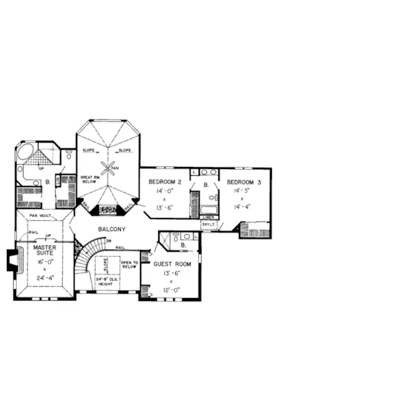 Southern House Plan Second Floor - Etna Green Greek Revival Home 038D-0304 - Search House Plans and More