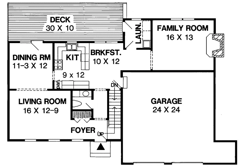 Southern House Plan First Floor - Switzer Country Colonial Home 038D-0315 - Shop House Plans and More