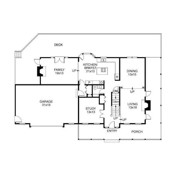 Southern House Plan First Floor - Navarre Rustic Farmhouse 038D-0317 - Shop House Plans and More