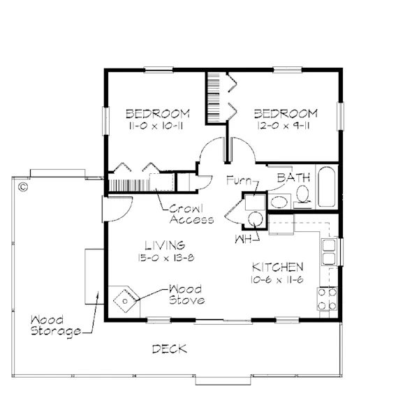 Ranch House Plan First Floor - Lawndale Pass Waterfront Home 038D-0320 - Shop House Plans and More