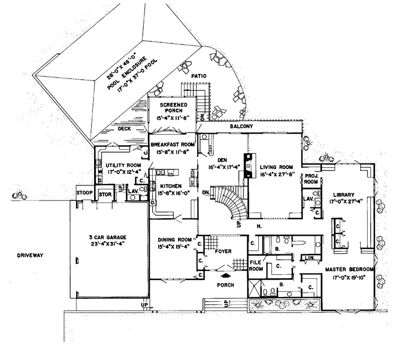 Prairie House Plan First Floor - Oak Valley Prairie Style Home 038D-0321 - Shop House Plans and More