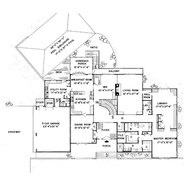 Prairie House Plan First Floor - Oak Valley Prairie Style Home 038D-0321 - Shop House Plans and More