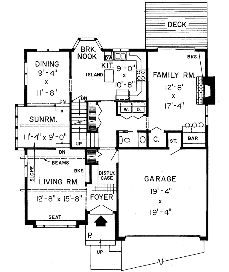 Country House Plan First Floor - Barnett Manor Split-Level Home 038D-0322 - Search House Plans and More