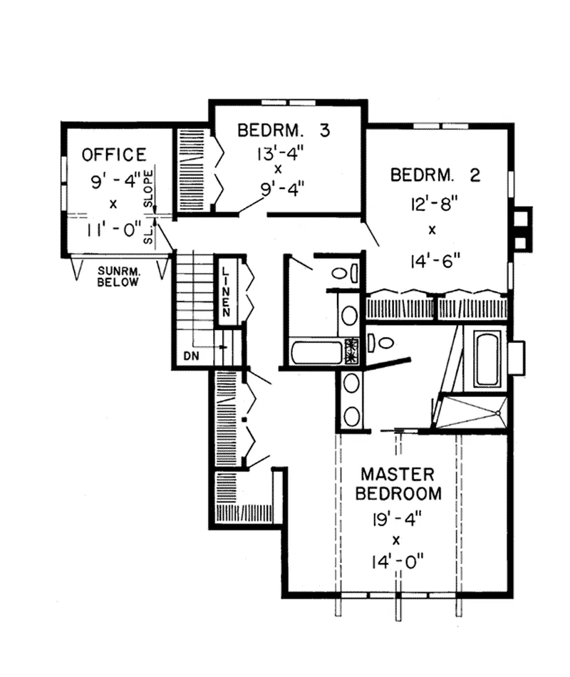 Country House Plan Second Floor - Barnett Manor Split-Level Home 038D-0322 - Search House Plans and More