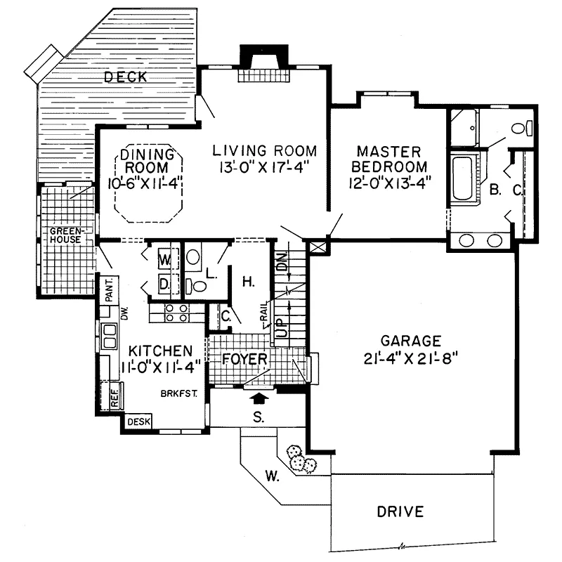 Country House Plan First Floor - Enfield Point Contemporary Home 038D-0327 - Search House Plans and More
