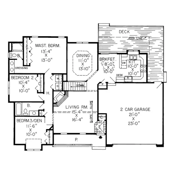 Contemporary House Plan First Floor - Jadetree Ranch Home 038D-0328 - Search House Plans and More