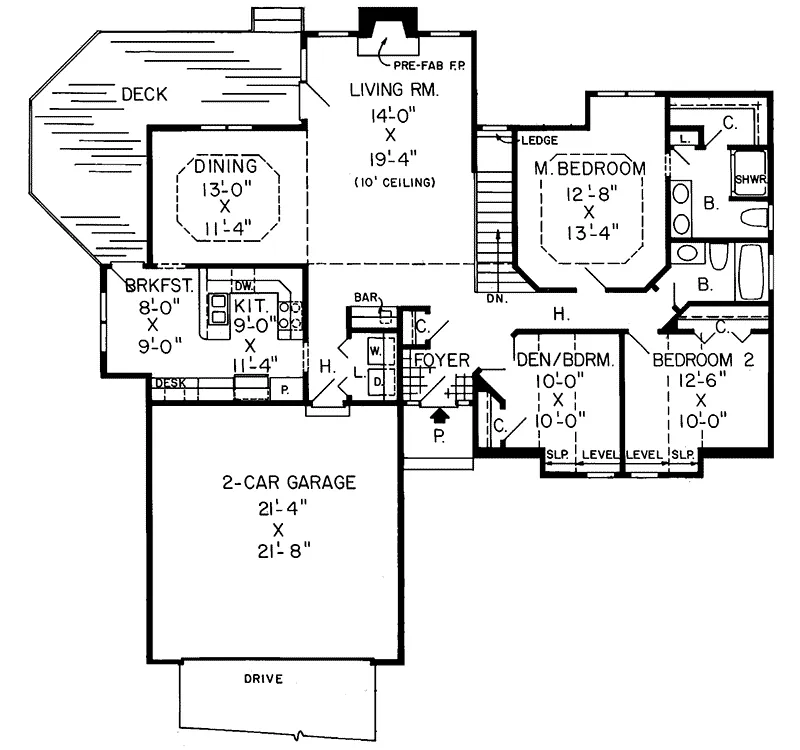 Modern House Plan First Floor - Keira Traditional Ranch Home 038D-0339 - Search House Plans and More