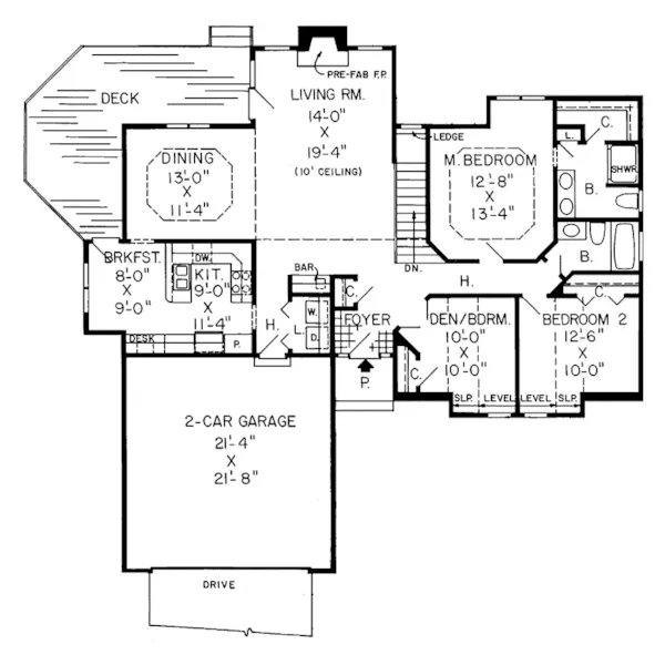 Modern House Plan First Floor - Keira Traditional Ranch Home 038D-0339 - Search House Plans and More