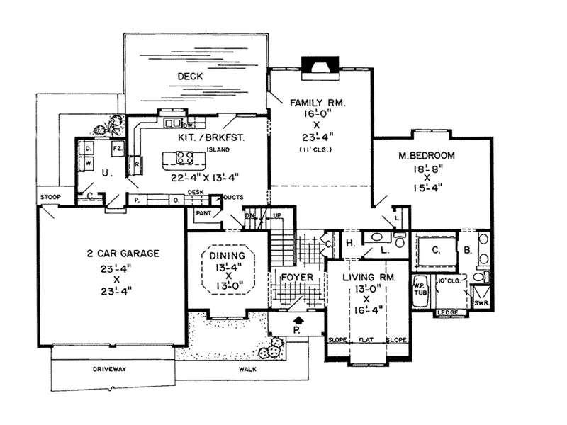 Modern House Plan First Floor - Pickett Tudor Style Home 038D-0340 - Shop House Plans and More